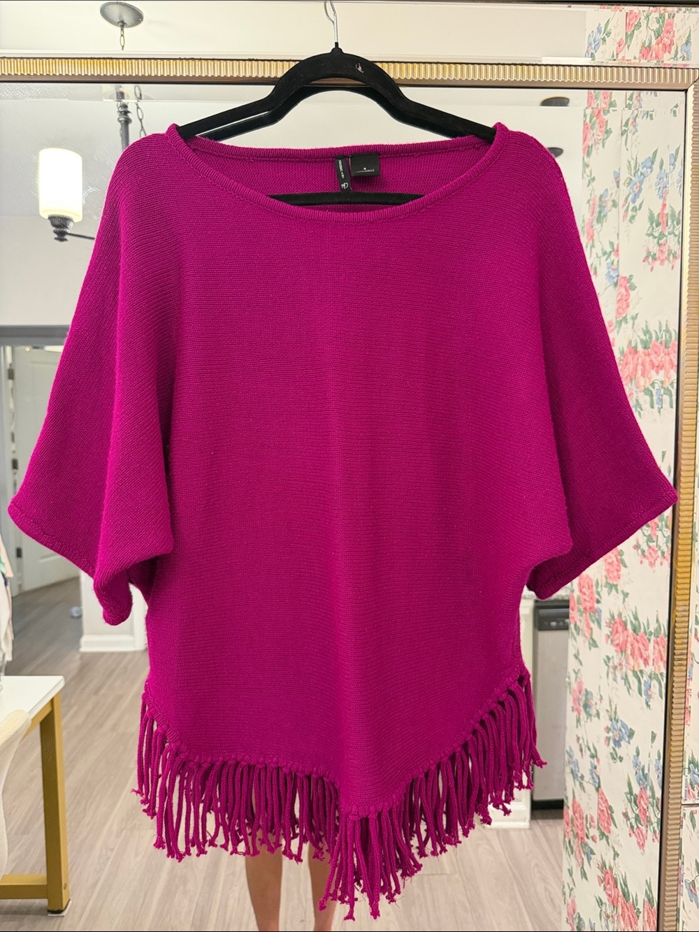 Bright Fuchsia Fringe Sweater Pink Purple